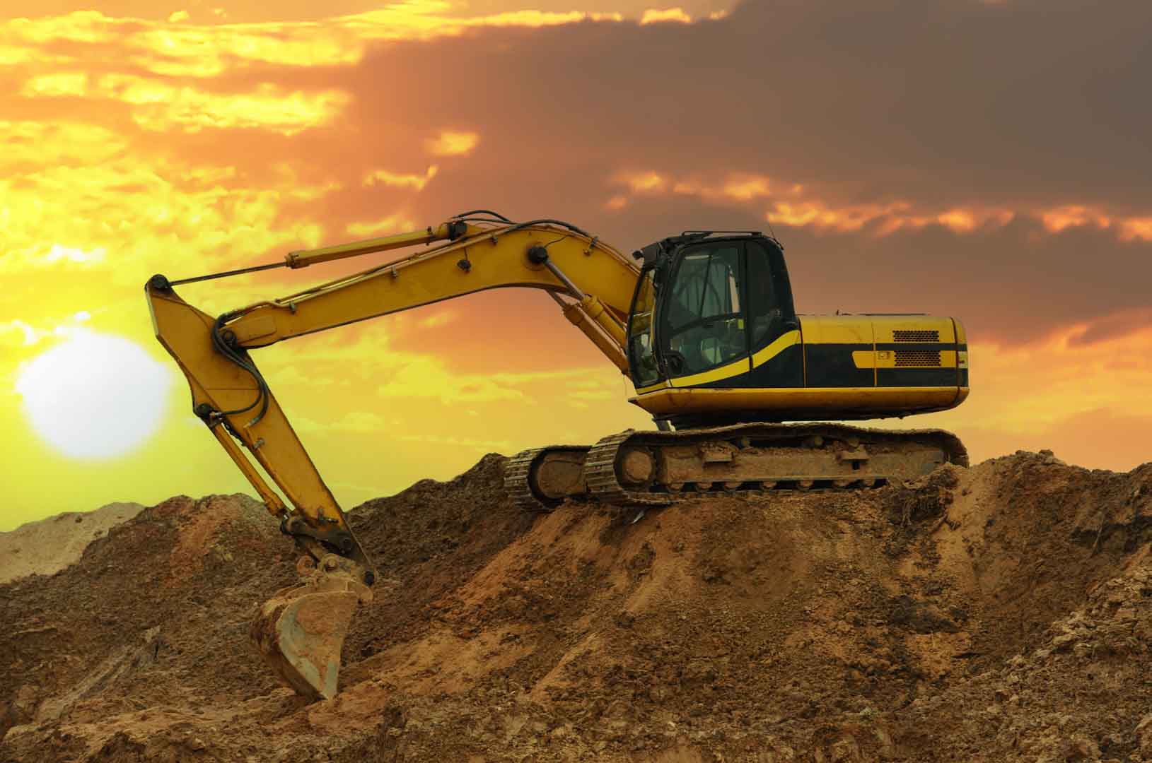 Excavator,On,Earthmoving,In,Open,Pit,Mining.,Backhoe,Dig,Ground